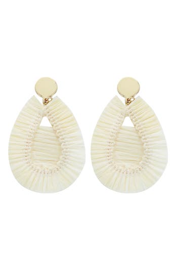 Panacea Raffia Teardrop Earrings In White