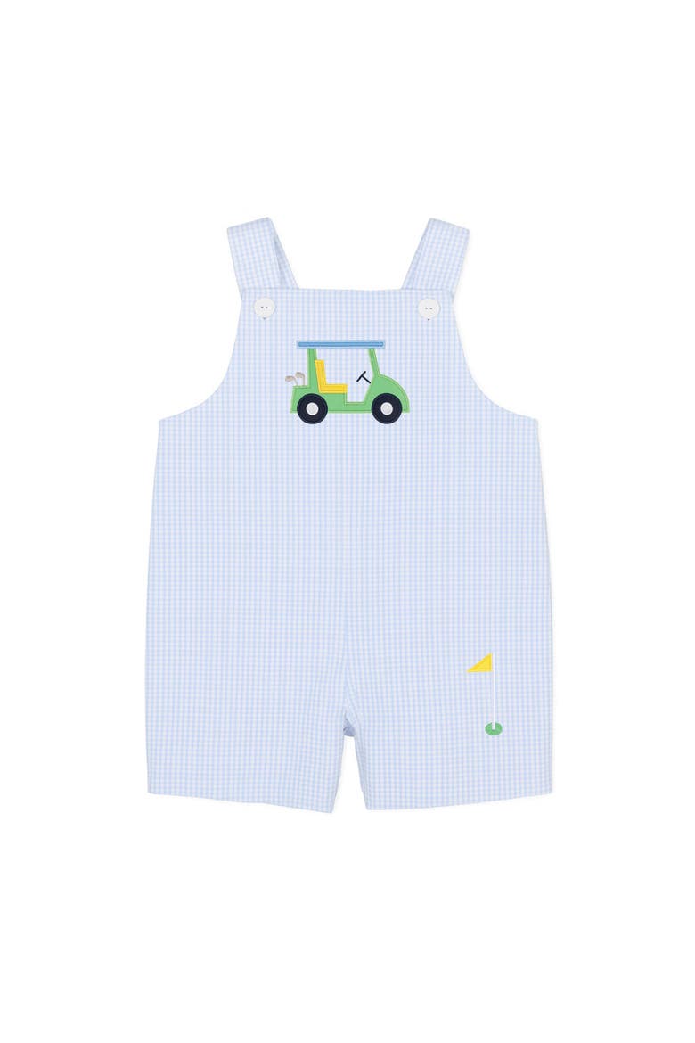 Check Seersucker Shortall with Golf Cart, Main, color, Blue/White