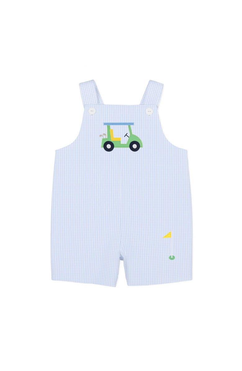 Florence Eiseman Check Seersucker Shortall with Golf Cart, Main, color, Blue/White
