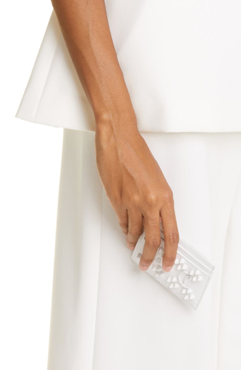 Christian Louboutin Kios Simple Leather Card Case, Alternate, color, Bianco/ Bianco