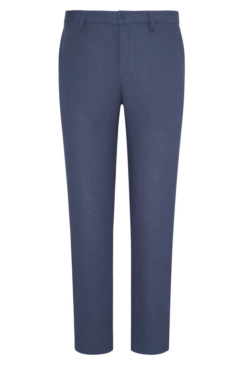Linen Blend Flat Front Pants, Alternate, color, VINTAGE INDIGO