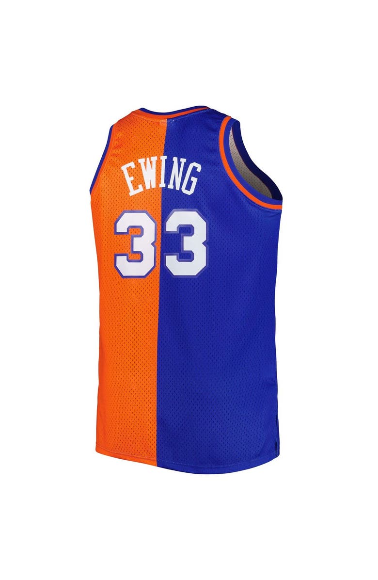 Mitchell & Ness Men's Mitchell & Ness Patrick Ewing Blue/Orange New York Knicks Big & Tall Hardwood Classics 1991/92 Split Swingman Jersey, Alternate, color, Blue