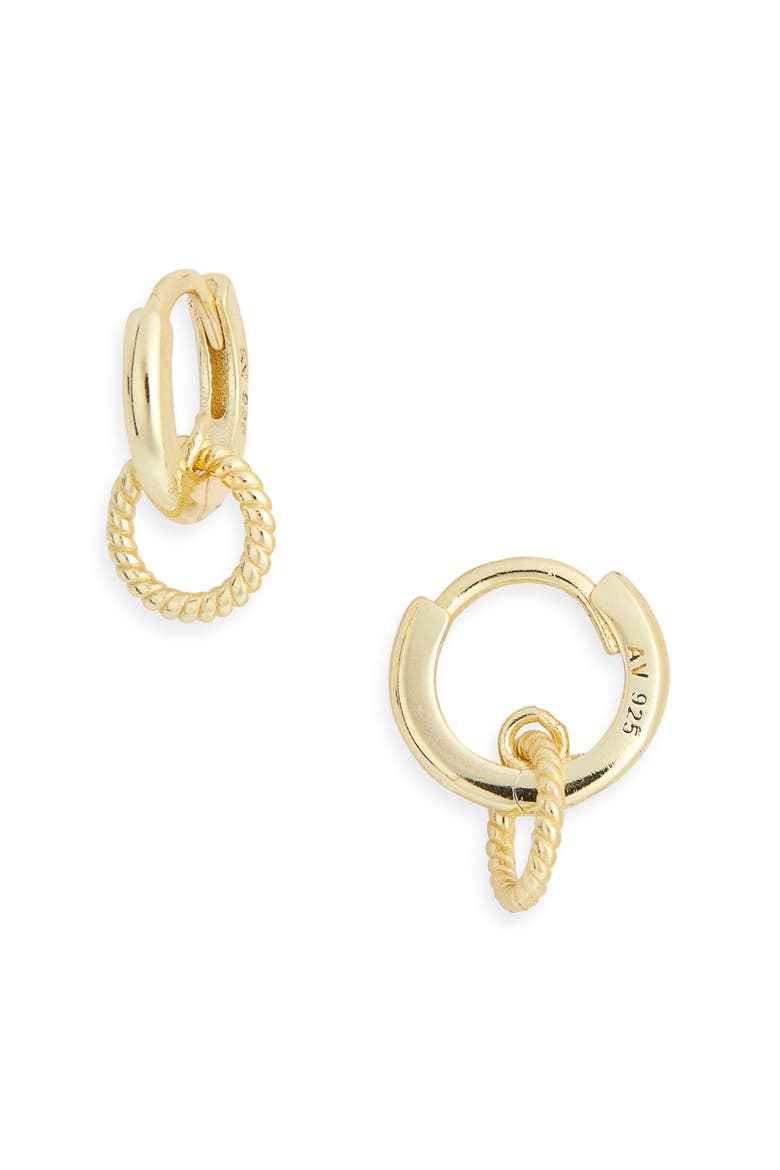 Twisted Interlocking Huggie Hoop Earrings, Main, color, GOLD