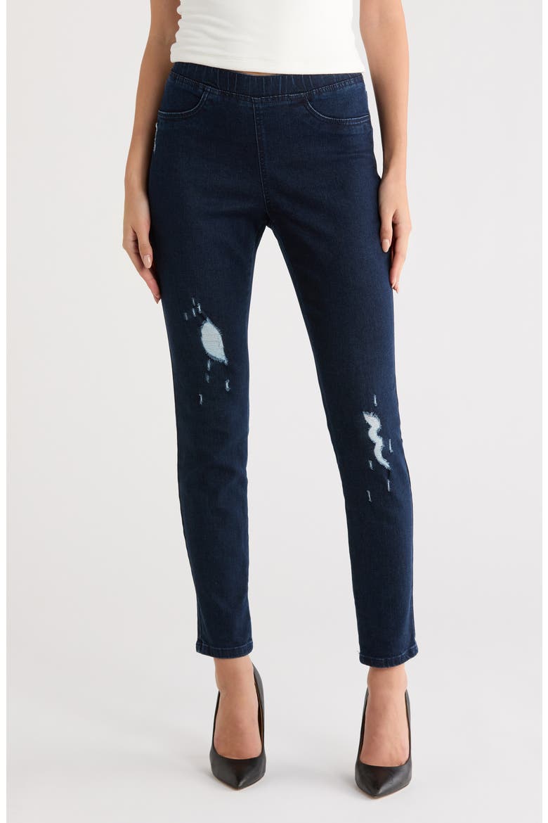 Distressed Denim Ankle Leggings, Main, color, MIDNIGHT RINSE
