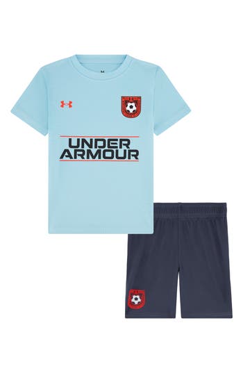 Under Armour Performance Tech T-shirt & Mesh Shorts Set In Stream