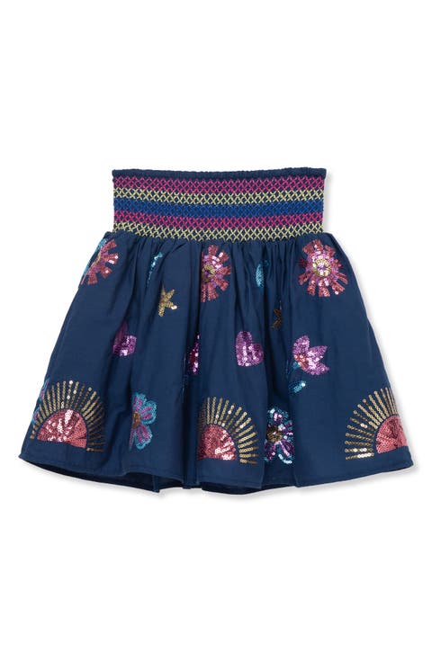 Kids' Sequin Appliqué Smocked Waist Skirt (Toddler, Little Kid & Big Kid)