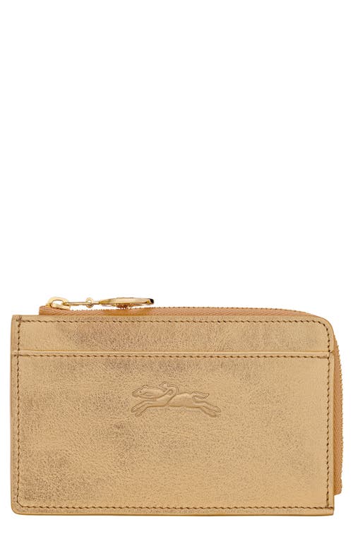 Longchamp Le Pliage Xtra Gold Leather Card Case In Gold