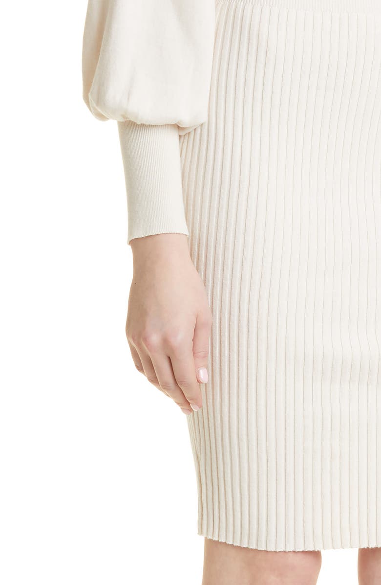 Toccin Ribbed Long Sleeve Cotton & Wool Blend Knit Dress, Alternate, color, Vanilla