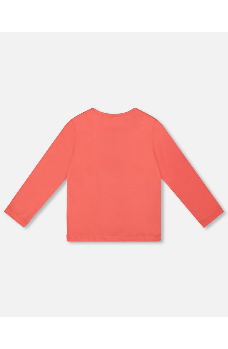 Deux par Deux Organic Cotton T-Shirt with Cupcake, Alternate, color, Coral
