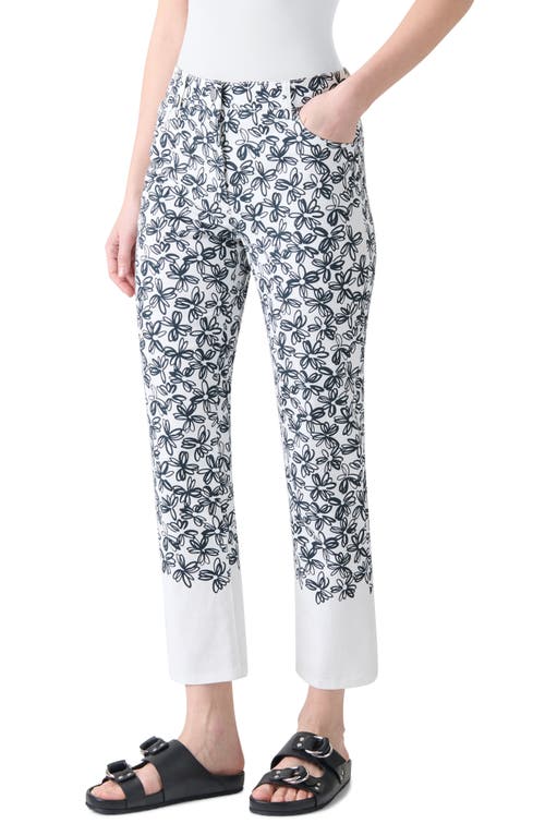 Akris Punto Scribble Daisy Print Skinny-leg Ankle Jeans In Black