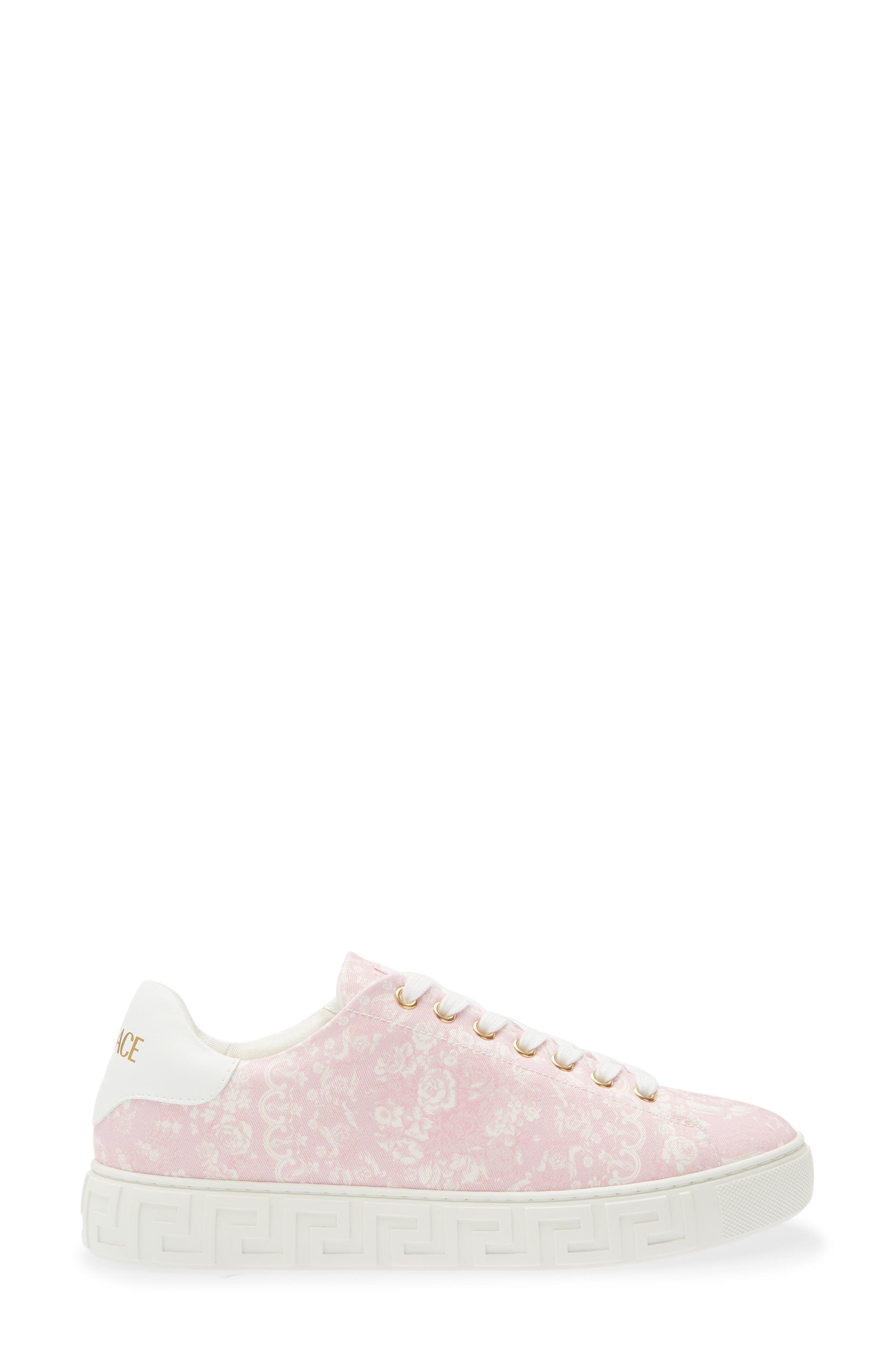 Versace Barocco Jacquard Greca Low Top Sneaker, Alternate, color, Pink Multicolor Oro