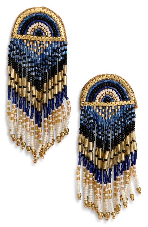 Lisander Beaded Fringe Drop Earrings
