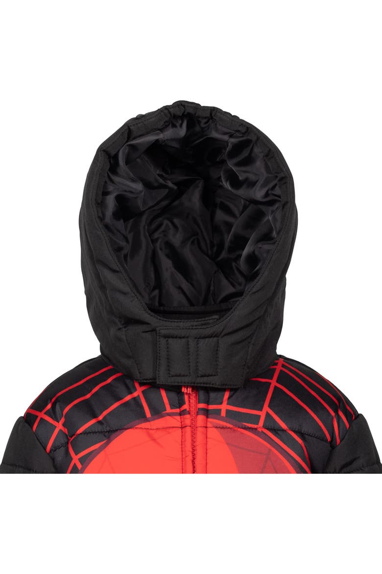 Spider-Man Hooded Zip-Up Puffer Jacket, Alternate, color, Spider Man Red Black