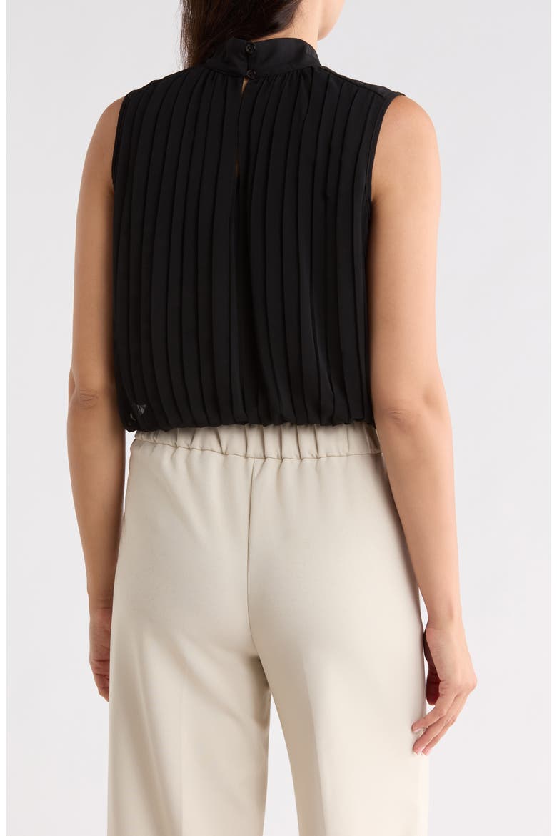 Pleated Mock Neck Top, Alternate, color, BLACK