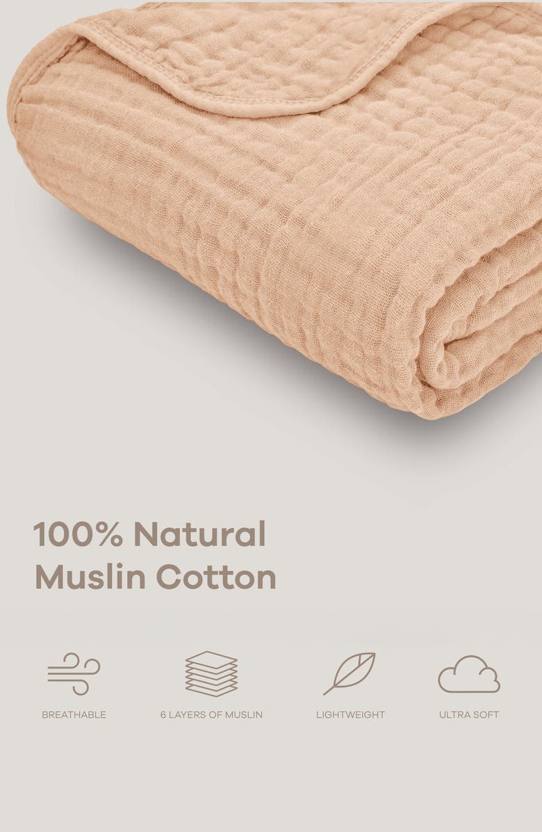 Comfy Cubs Baby Muslin Blanket, Alternate, color, Cream