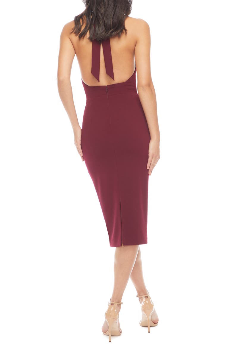 Vanessa Halter Body-Con Midi Dress, Alternate, color, BURGUNDY