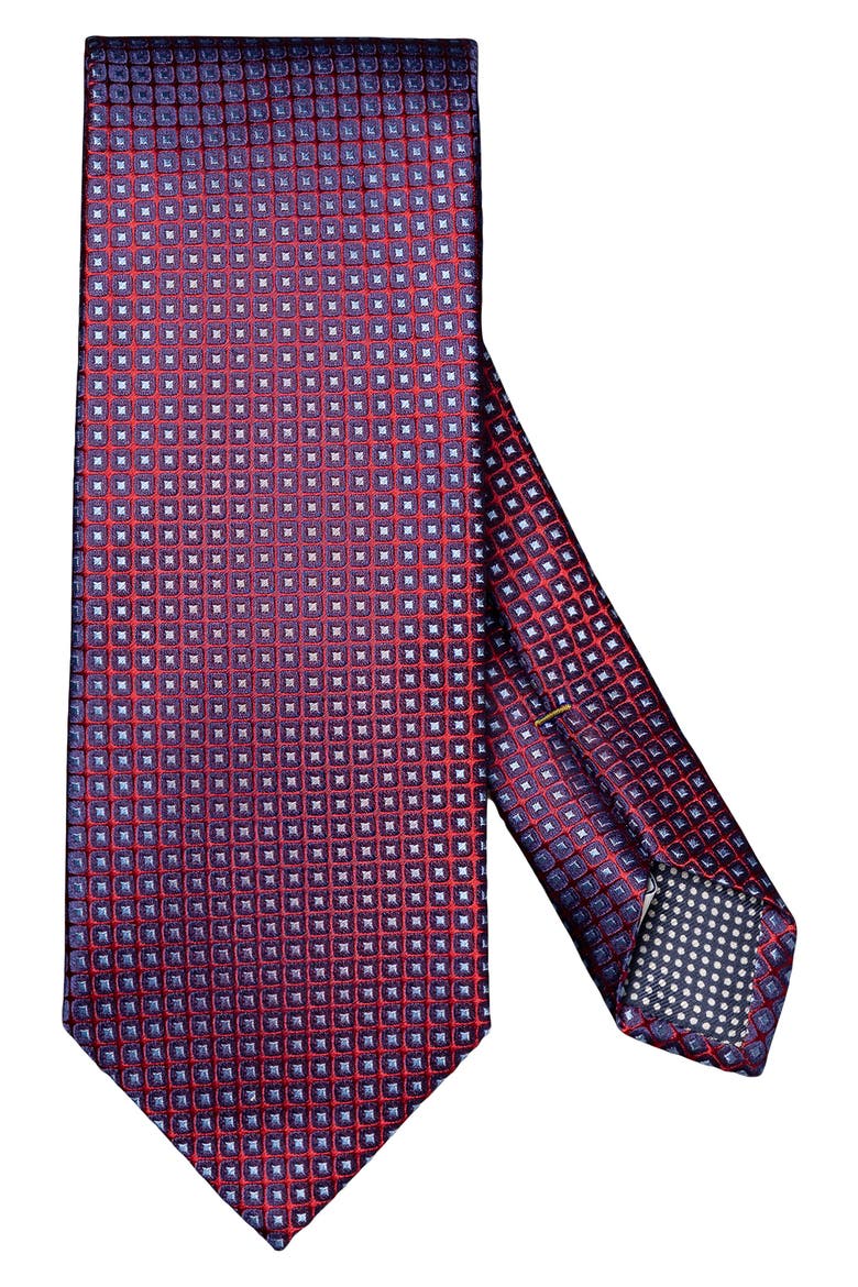 Diamond Silk Jacquard Tie, Main, color, MEDIUM RED
