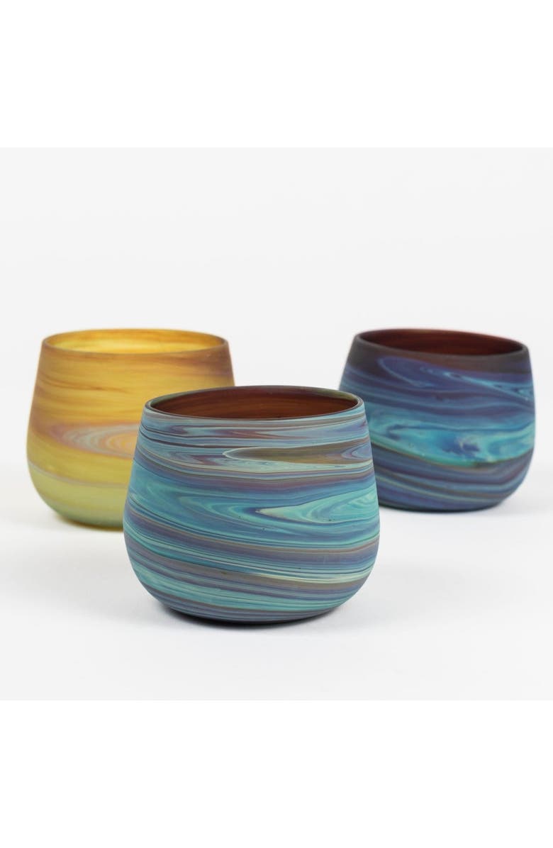 Ten Thousand Villages Phoenician Glass Candleholder, Alternate, color, Blue