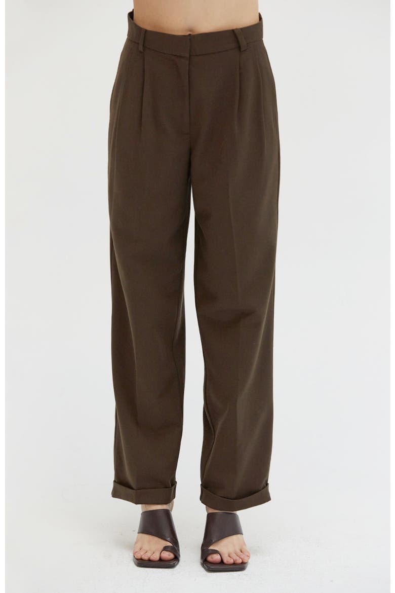 Wool Blend Cuffed Trousers, Main, color, Espresso