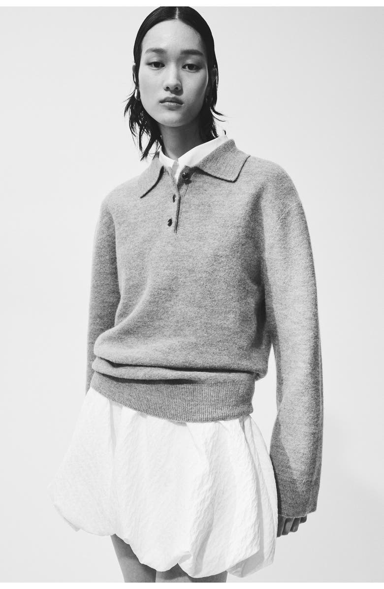 H&M Wool Polo Jumper, Alternate, color, Gray Melange
