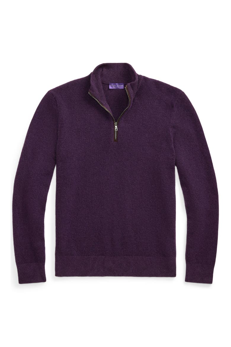 Cashmere Bird's Eye Half Zip Sweater, Alternate, color, MANOR PURPLE MULTI
