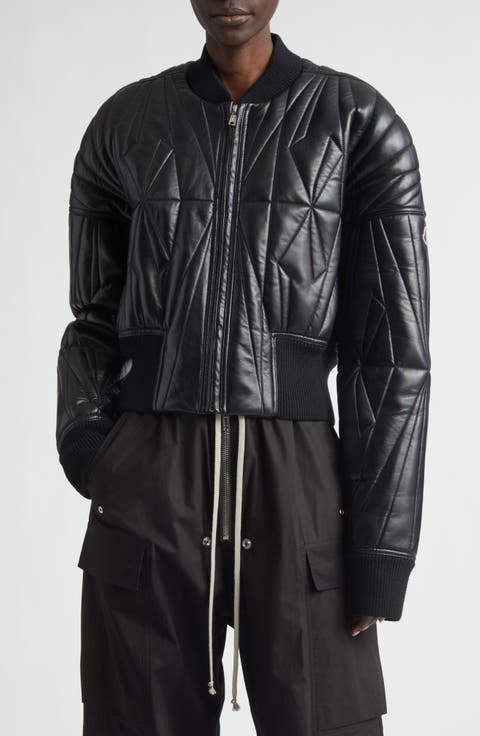 x Rick Owens Geocamo Leather Bomber Jacket