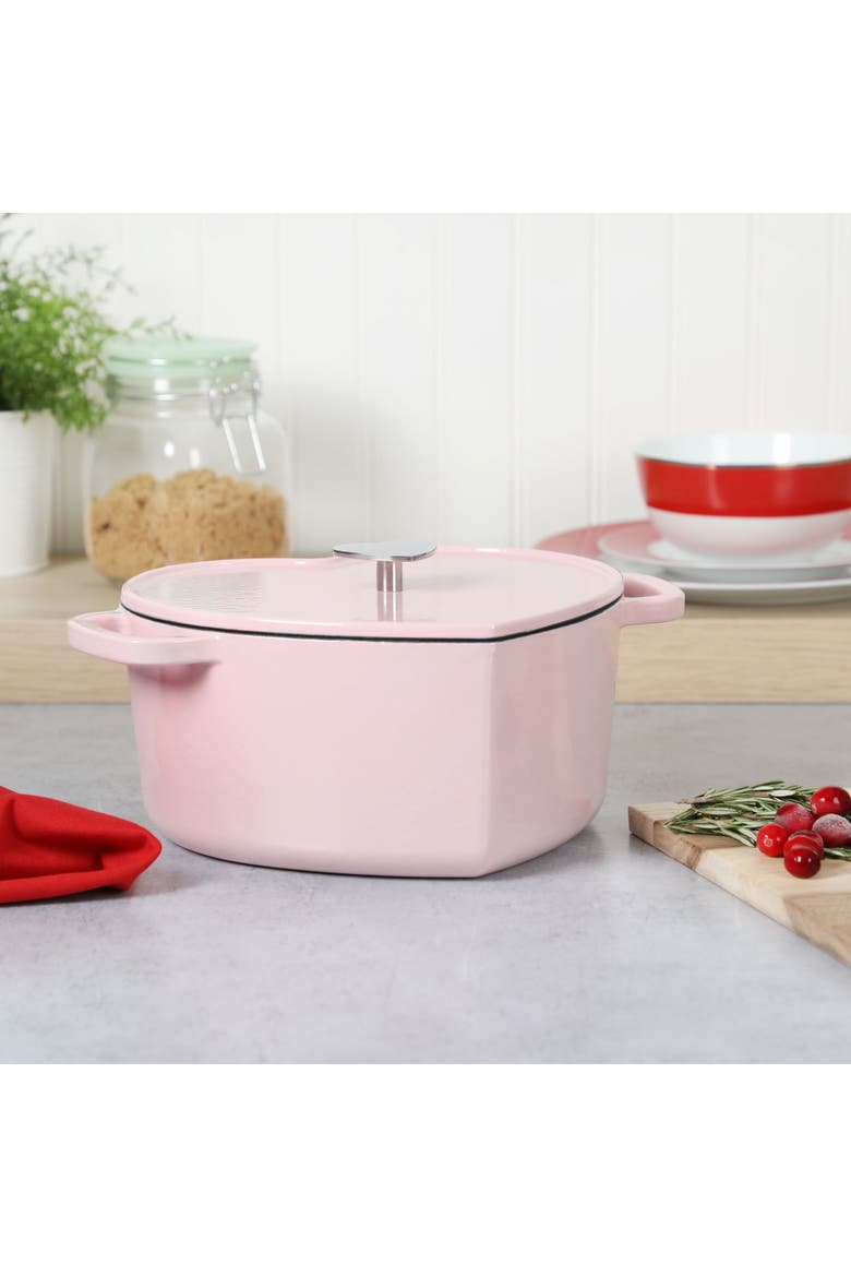 Heart-Shaped 4-Quart Enameled Cast Iron Dutch Oven, Alternate, color, Pink