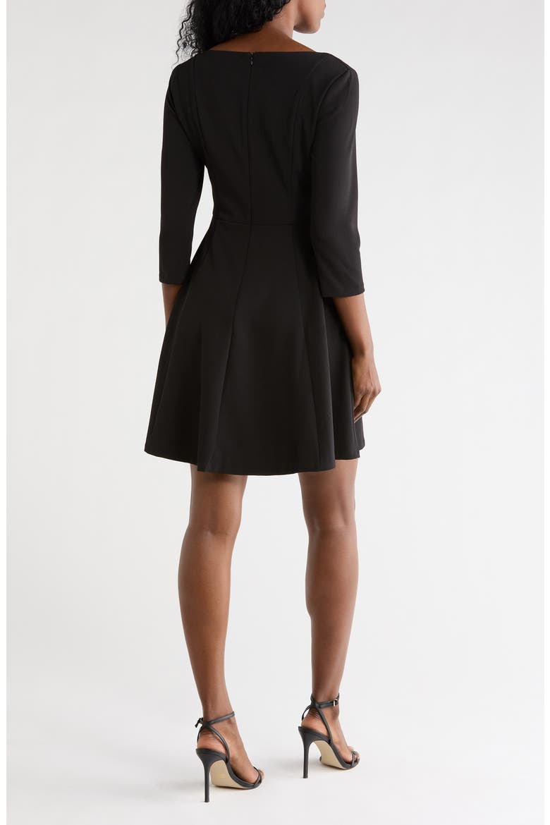 Long Sleeve Fit & Flare Dress, Alternate, color, BLACK