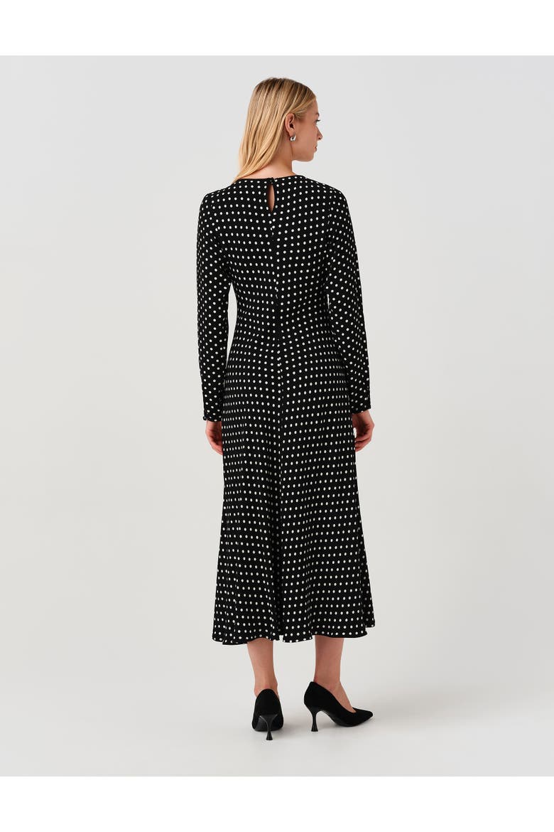 Scarlett Long Sleeve Spot Midi Dress, Alternate, color, Black Spot