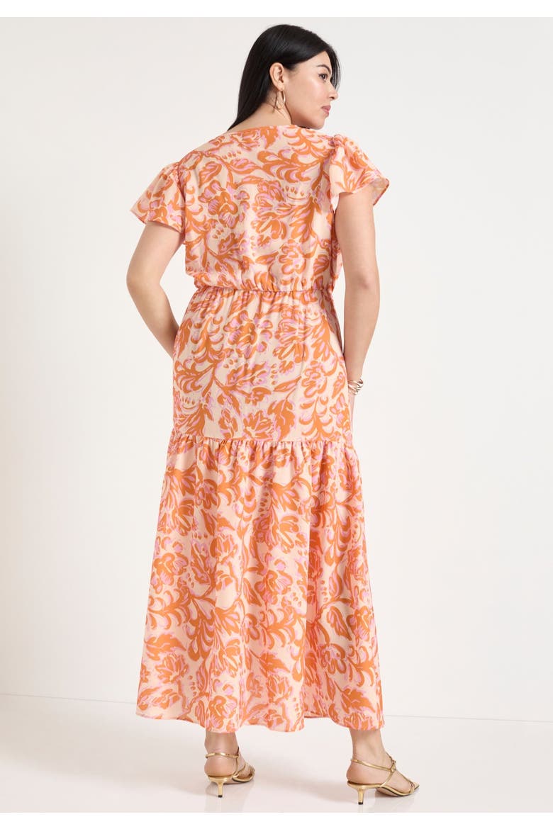 Faux Wrap Maxi Dress, Alternate, color, BOUQUET ORANGE