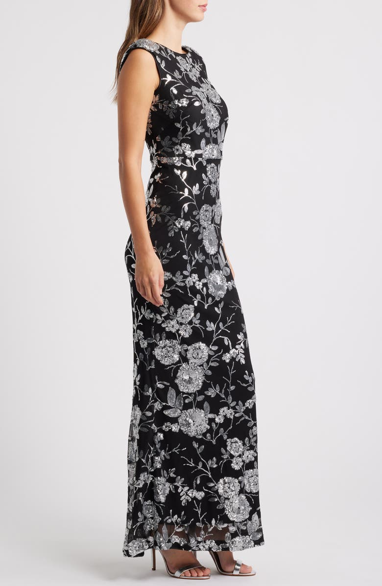 Eliza J Sequin Floral Sheath Gown, Alternate, color,