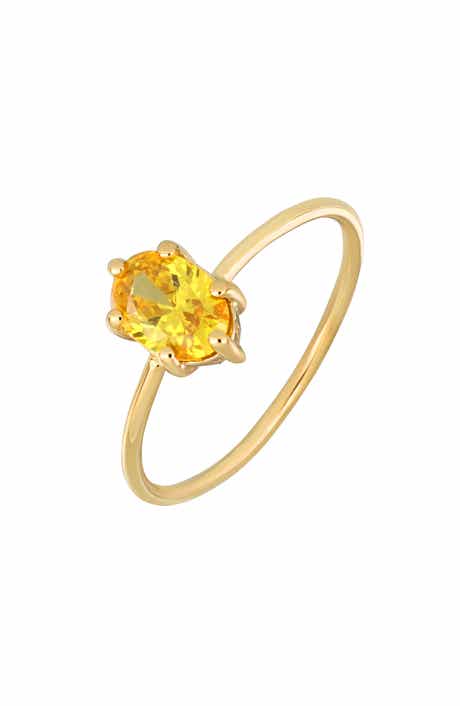 14k Gold Yellow Citrine Stackable Ring