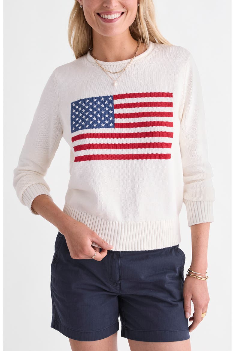 Katie Cotton Americana Rollneck Sweater, Main, color, WHITE CAP