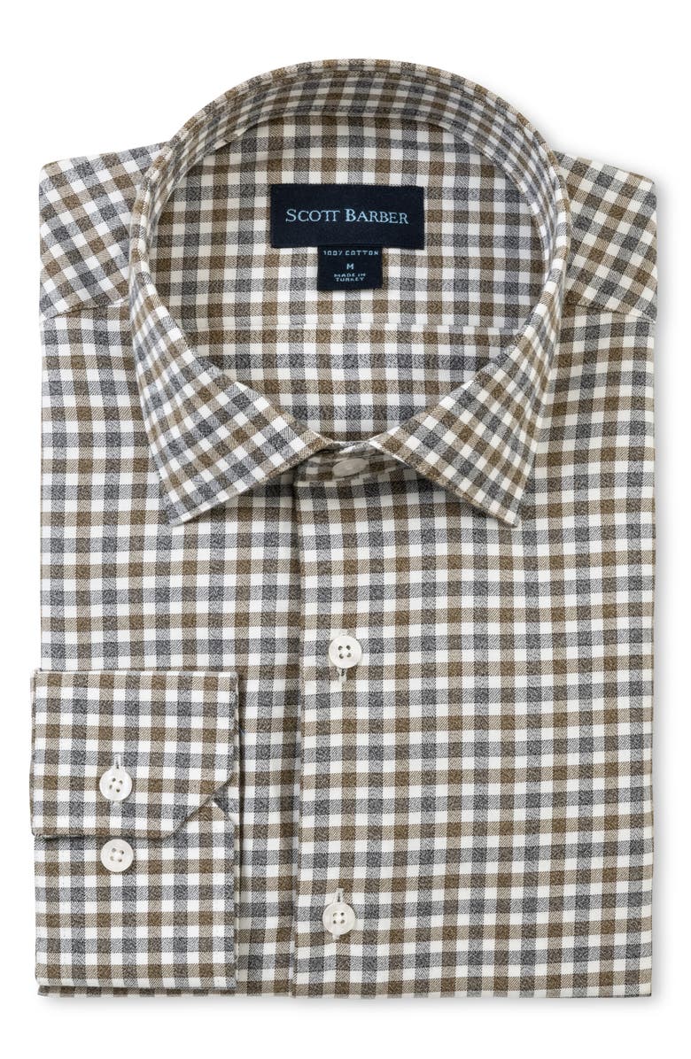 Scott Barber Regular Fit Gingham Cotton Twill Button-Up Shirt, Main, color, Charcoal