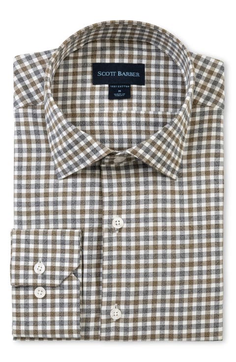 Regular Fit Gingham Cotton Twill Button-Up Shirt