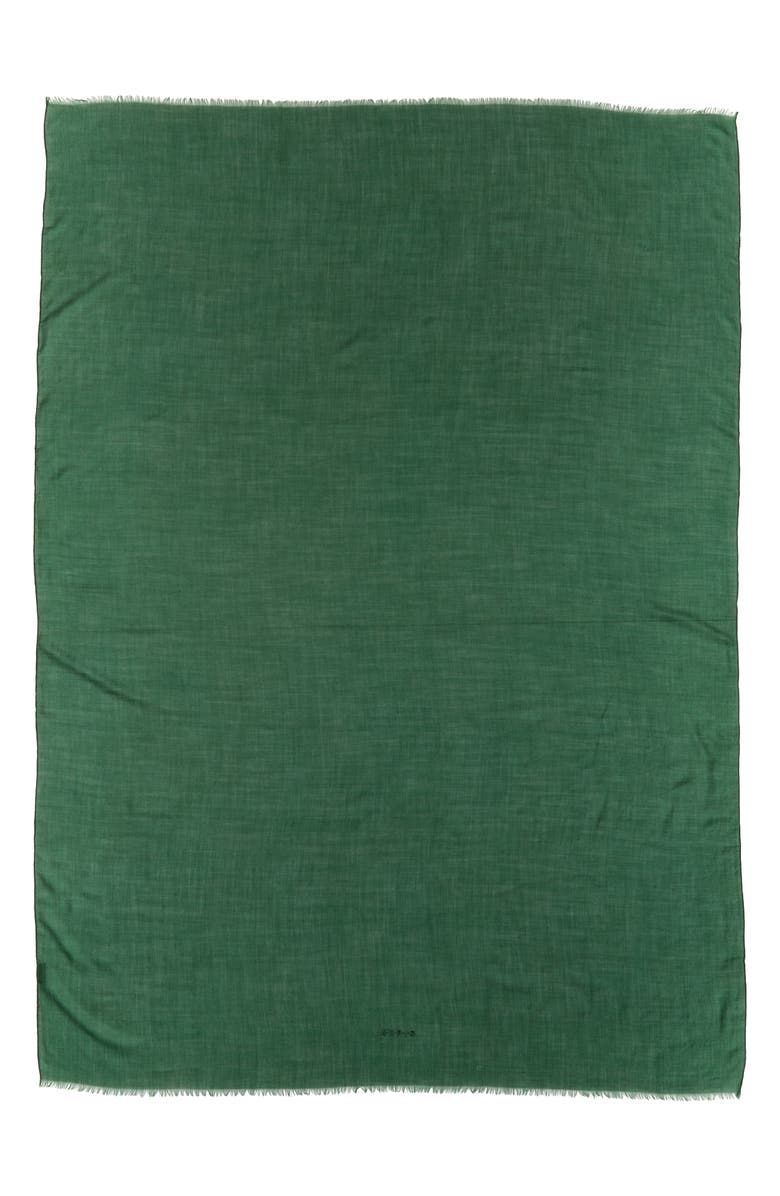 Akris Cashmere & Silk Fringe Scarf, Main, color, 255 Pine Green