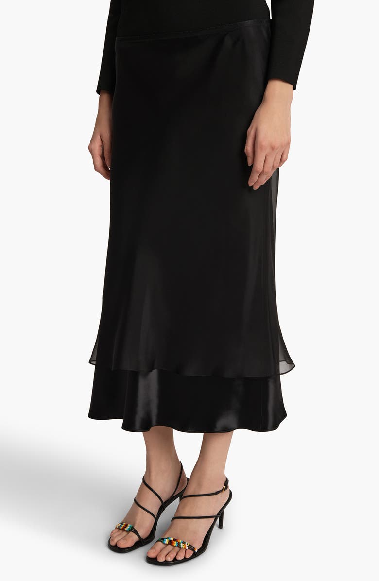 Khaite Monina Layered Effect Skirt, Alternate, color, Black