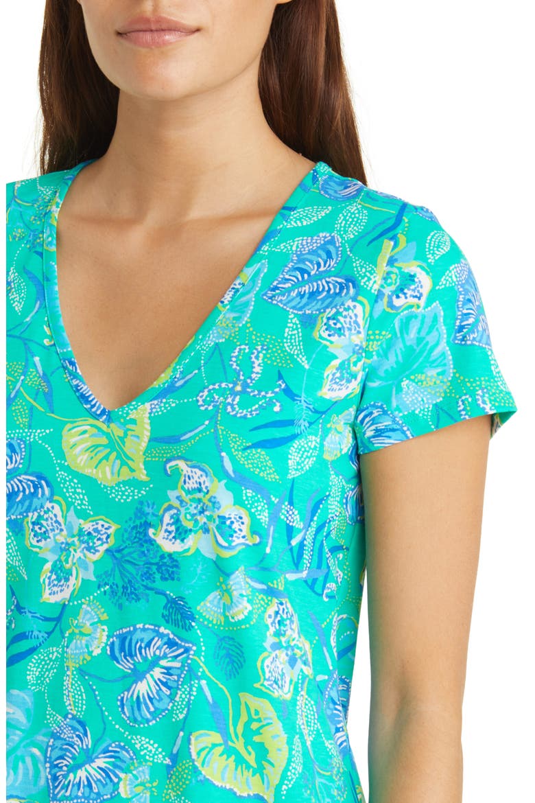 Etta Floral Pima Cotton Shift Dress, Alternate, color, BOTANICAL GREEN IN A FLUTTER