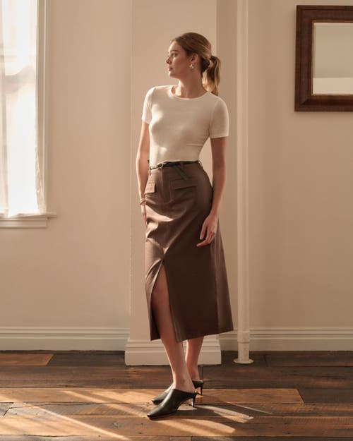 Onia Front Slit Midi Skirt In Brown