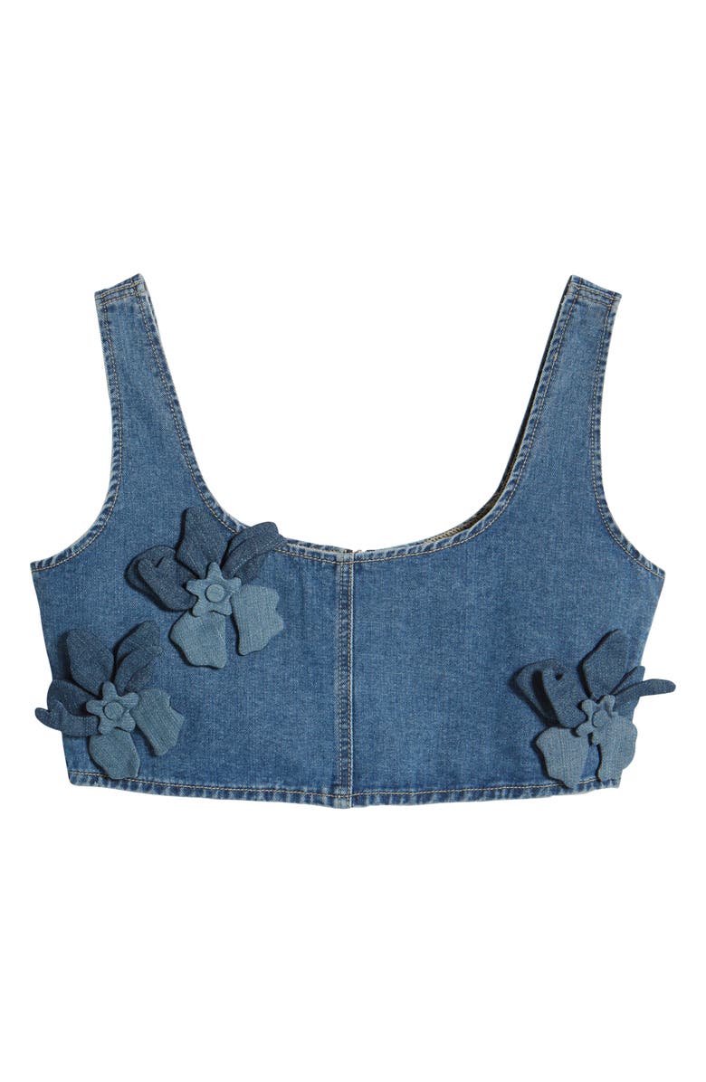 PTCL Raya 3D Floral Crop Denim Top, Alternate, color, Indigo