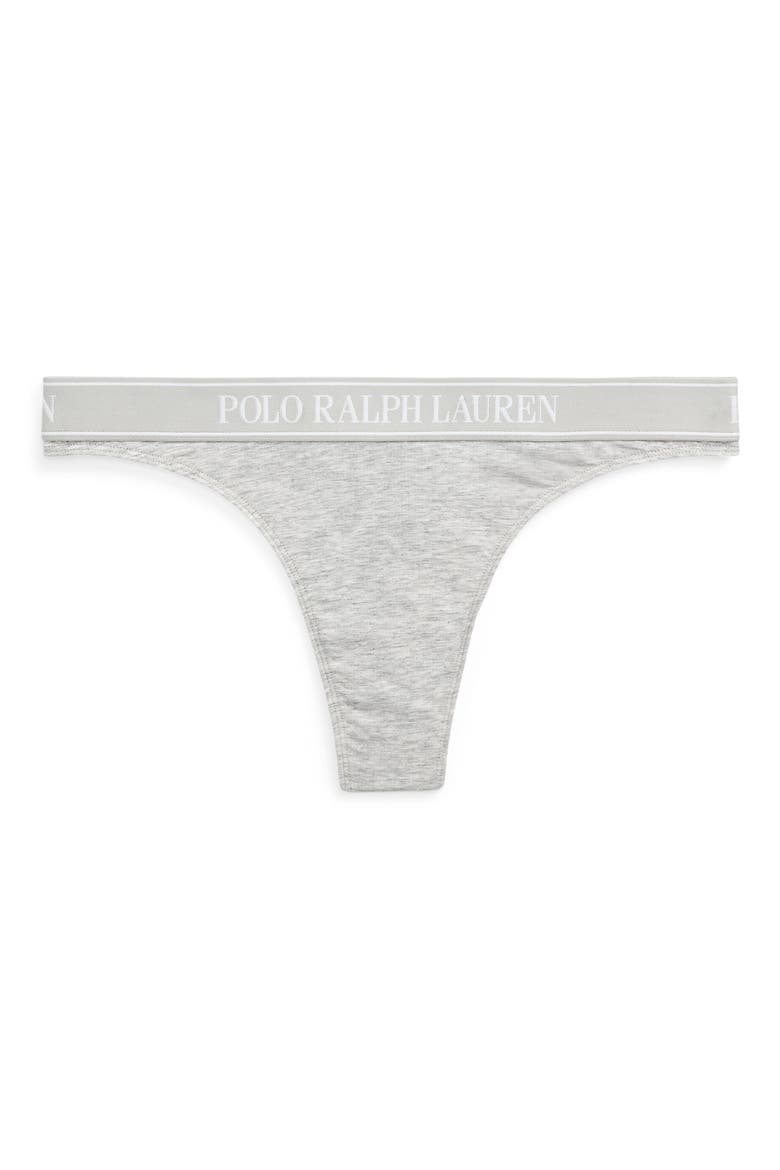 Mid Rise Cotton Blend Thong, Alternate, color, HEATHER GREY