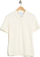 DENIM AND FLOWER Textured Geometric Stripe Quarter Zip Polo