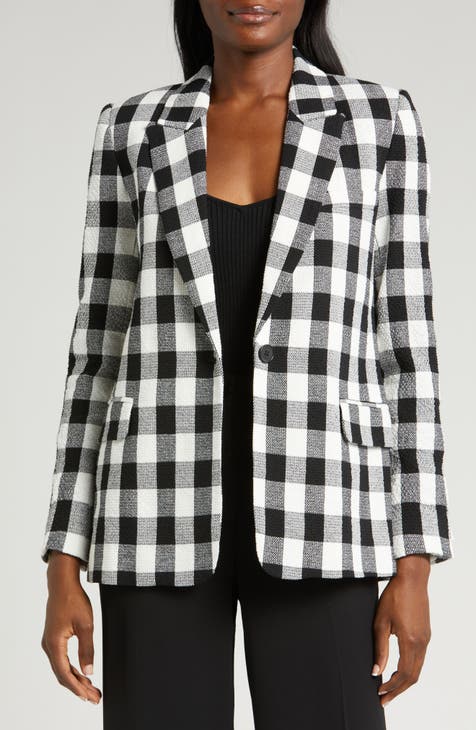 Check One-Button Blazer