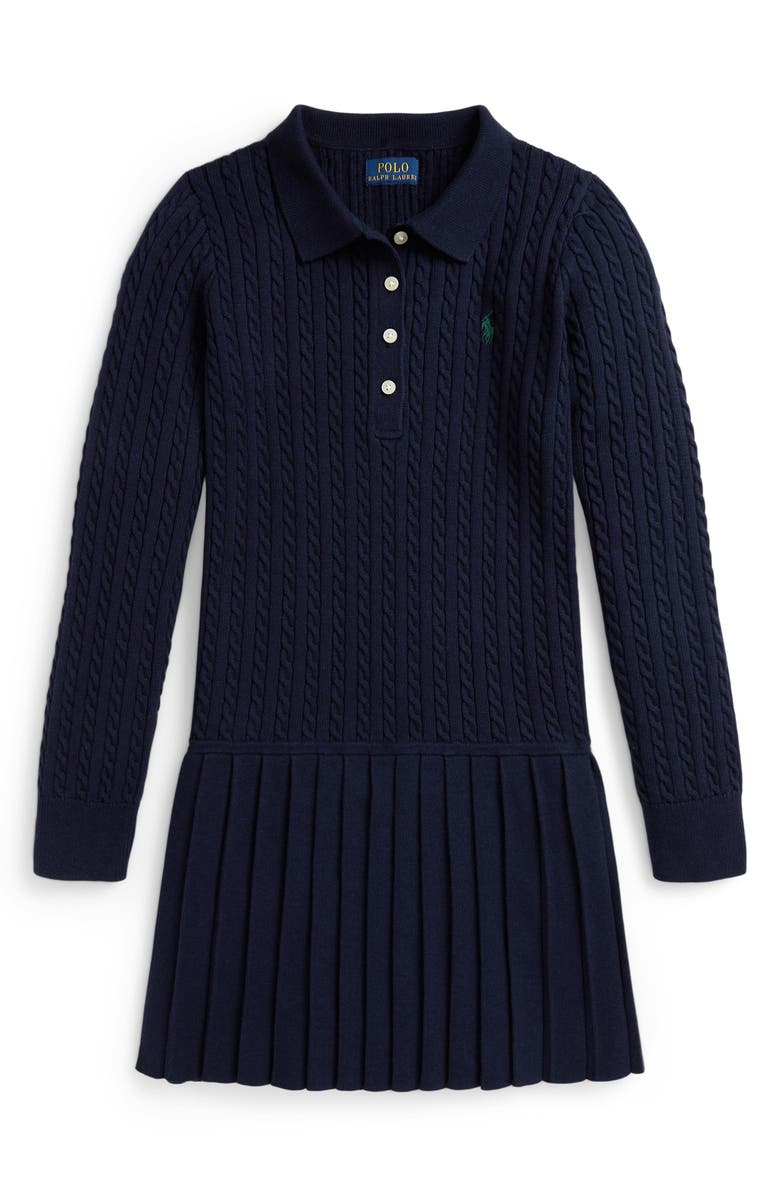 Polo Ralph Lauren Kids' Long Sleeve Cable Knit Sweater Dress, Main, color,