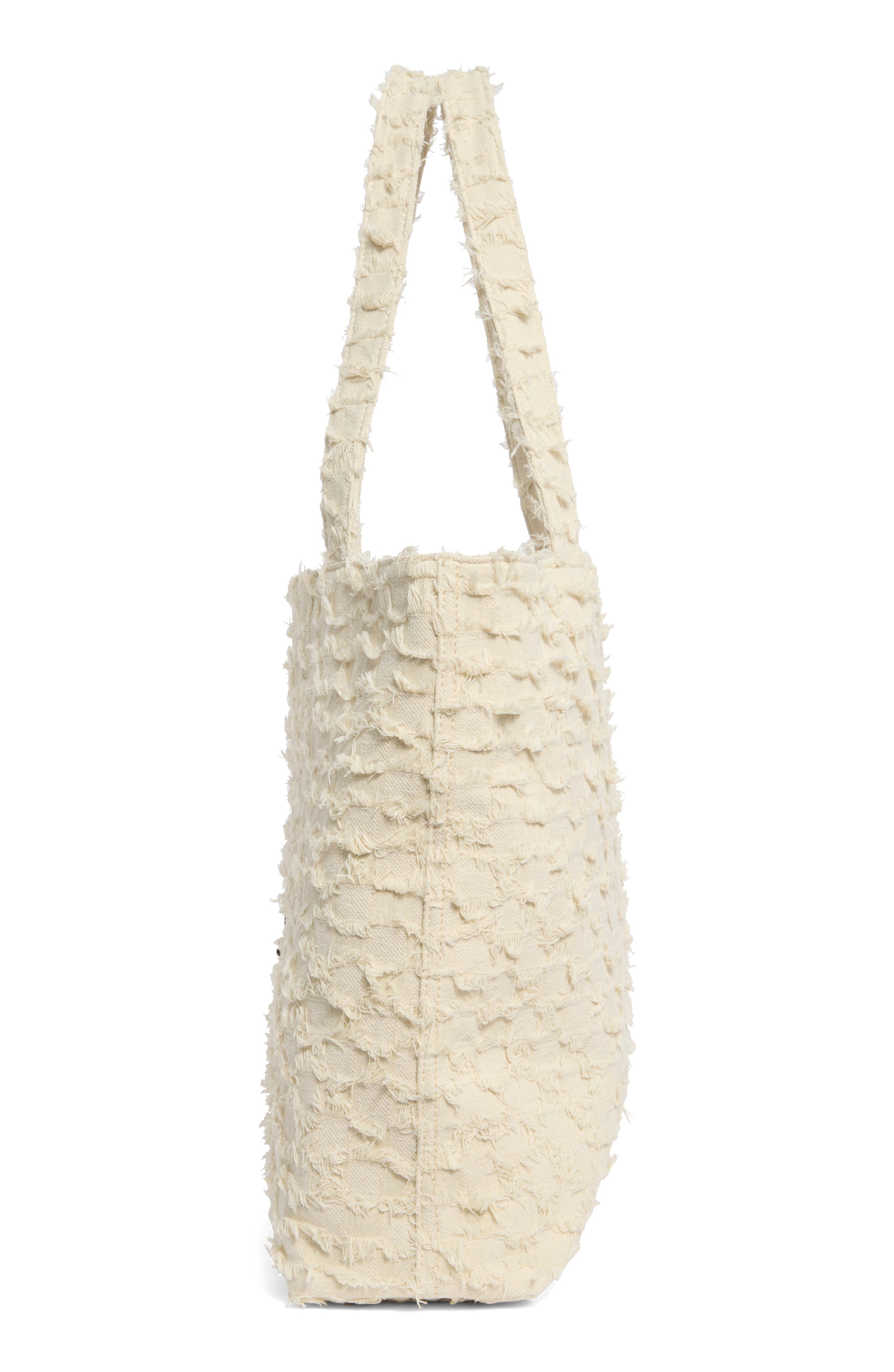 Pira Canvas Book Tote Bag, Alternate, color, NATURAL CHECKERED DENIM
