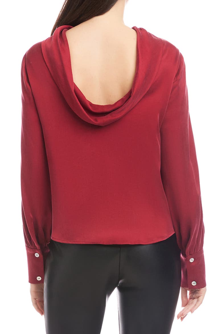 Camille Cowl Back Satin Top, Alternate, color, BRICK