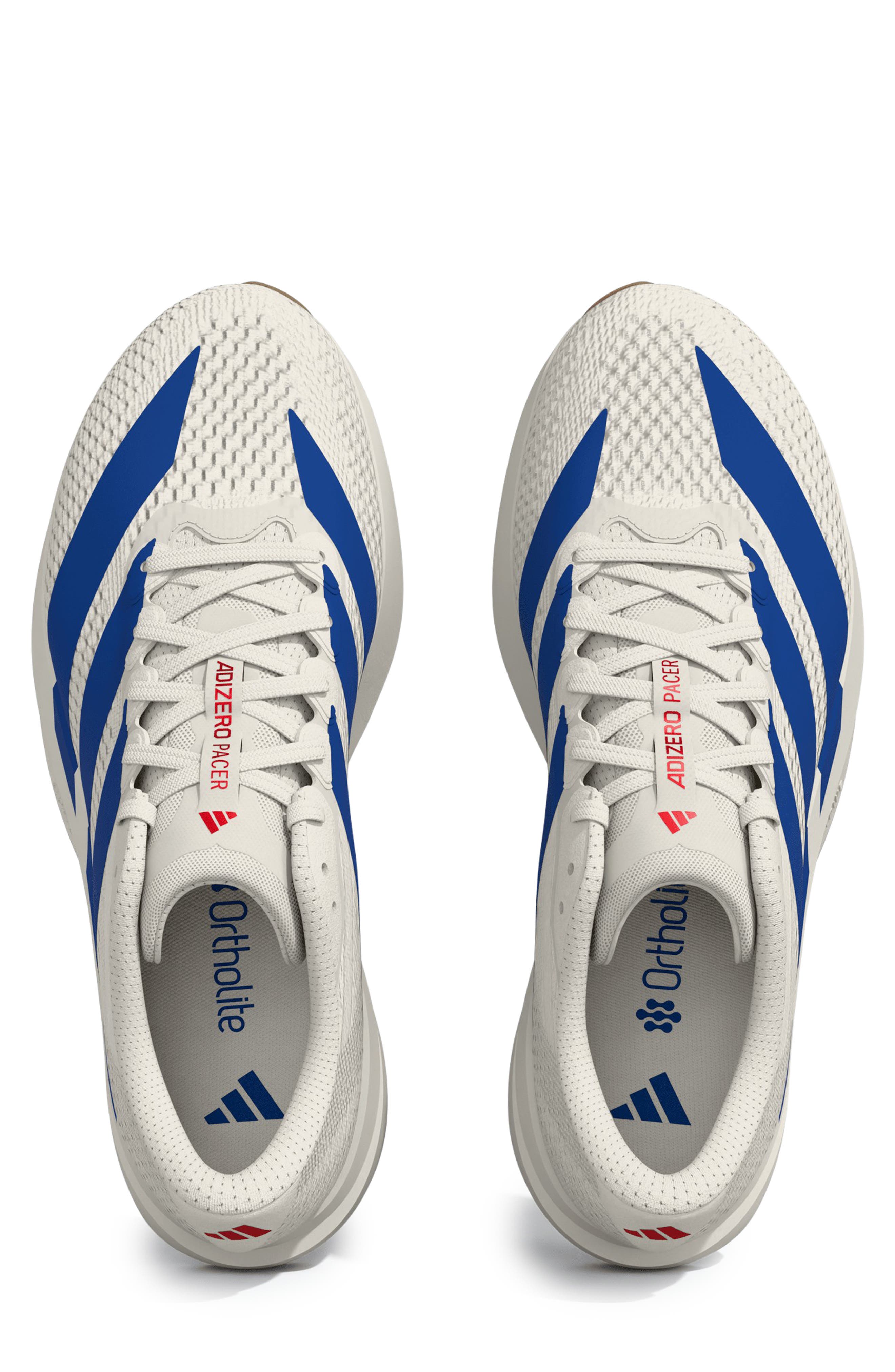 Adizero Pacer Sneaker, Alternate, color, WHITE/ ROYAL BLUE/ RUBY
