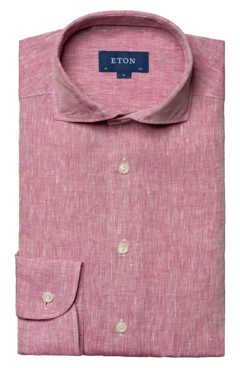 Eton Contemporary Fit Linen Dress Shirt, Alternate, color, 