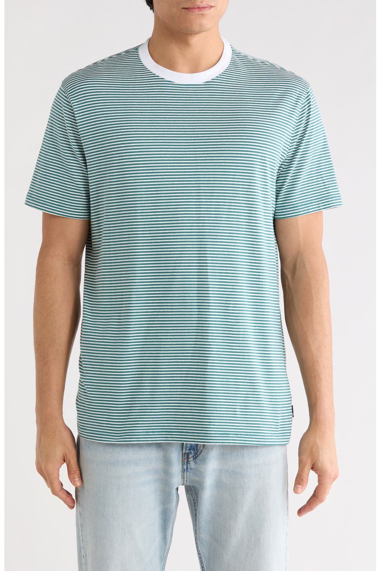 Bryce Crewneck Stretch Cotton T-Shirt, Main, color, OCEAN STONE/IVORY DUST