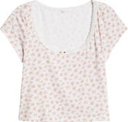 KILO BRAVA Lace Trim Stretch Modal Crop Top